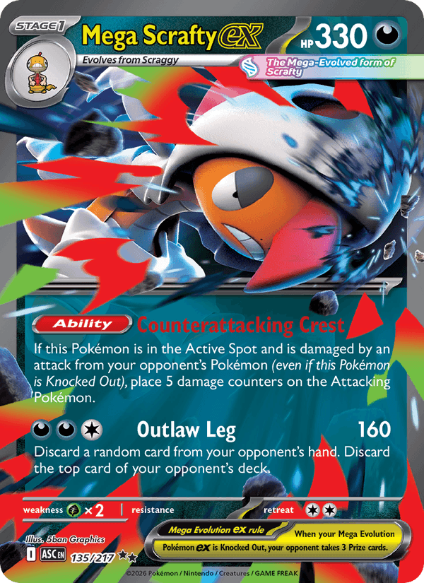 Mega Scrafty ex 135/217 - Ascended Heroes (Holofoil)