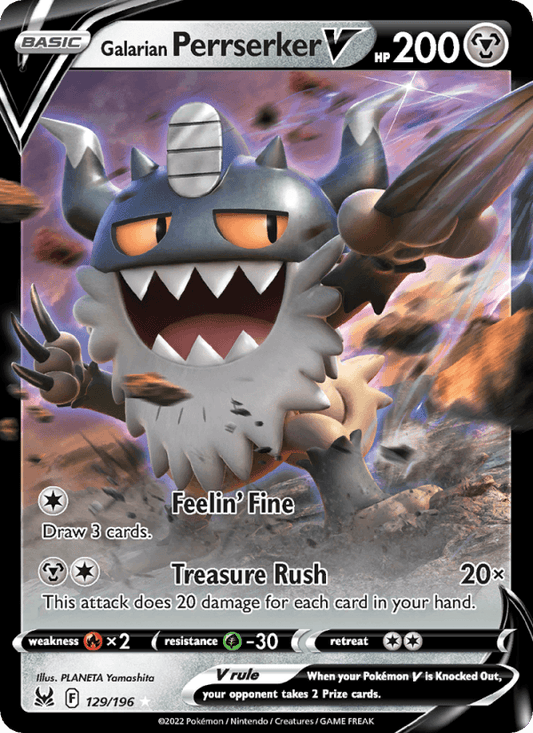 Galarian Perrserker V 129/196 - Lost Origin (Holofoil)