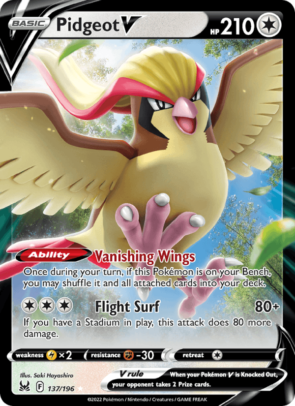 Pidgeot V 137/196 - Lost Origin (Holofoil)