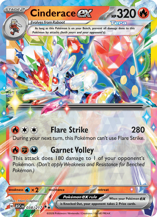 Cinderace ex 038/217 - Ascended Heroes (Holofoil)