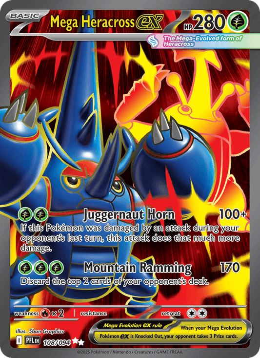Mega Heracross ex 108/094 - Phantasmal Flames (Holofoil)